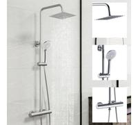 AVER-GROWTH Modern Bathroom Thermostatic Mixer Shower Set Round Twin Head Exposed Valve