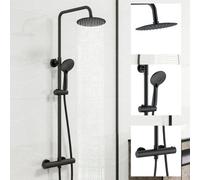 AVER-GROWTH Modern Round Matte Black Exposed Thermostatic Mixer Shower Set With Shower Head
