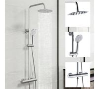 AVER-GROWTH Modern Round Matte Chrome Exposed Thermostatic Mixer Shower Set With Shower Head