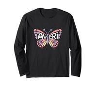 Averi Butterfly - Personalized Cute Name Word Art Long Sleeve T-Shirt