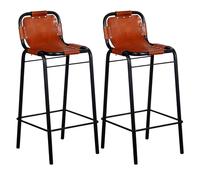 averi outdoor brown leather bar chairs in a pair