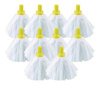 Avern Exel Standard Big White Push Fit Socket Mop Heads Yellow 120g (Pack Of 10) Super Absorbent Heavy Duty Mops- 102199 - Robert Scott