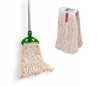 AVERN Industrial Mop Flat Kentucky String Mops 12oz Floor Mop with 2 Reusable Mops & Handle , Heavy Duty Commercial Mops for Home Mall,Factories,Warehouses,Office Stairs Green