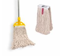 AVERN Industrial Mop Flat Kentucky String Mops 12oz Floor Mop with 2 Reusable Mops & Handle, Heavy Duty Commercial Mops for Home Mall,Factories,Warehouses,Office Stairs Yellow