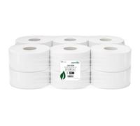 Avern ITR005 Mini Jumbo Toilet Roll 12 Pack, 2-Ply Premium Paper, 150m per Roll, 1,800m per Case, Strong & Soft Toilet Tissue, Compatible with Mini Jumbo Dispensers 80 Core