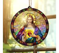 AVERXO Christmas Christian Gifts for Women Faith - Suncatcher Christmas Ornaments 2025 - Catholic Spiritual Gifts for Christian Women Mom, Religious Sacred Heart Home Room Decor, Xmas Spiritual Decor