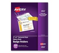 Avery 02922 4 in. x 3 in. Horizontal Secure Top Hanging-Style Badge Holders - Clear (100/Box)