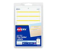 Avery 05209 Print or Write File Folder Labels, .69 x 3.44, White-Yellow Bar, 252-Pack