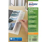 Avery 05412061.UK Double Sided Printable Adhesive Divider Tabs, 96 Tabs Per Pack - White