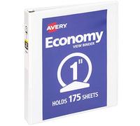 Avery 1" Economy View 3 Ring Binder, Round Ring, Holds 8.5" x 11" Paper, 1 White Binder (5711)