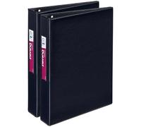 Avery 1" Mini Durable 3 Ring Binders, Round Rings, 5-1/2” x 8-1/2”, 175-Sheet Capacity, Black, 2 Pack (13456)