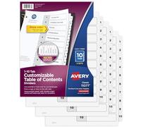 Avery 10-Tab Dividers for 3-Ring Binders, Customizable Table of Contents, Classic White Tabs, 1 Set (11077)