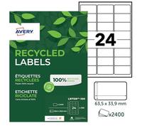 Avery 100% Recycled Adhesive Labels 63.5 x 33.9 mm White