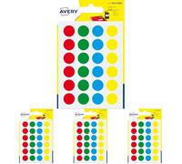 Avery 144 Circle Stickers, 15mm Diameter, Assorted Small Round Dot Adhesive Labels (Pack of 4)
