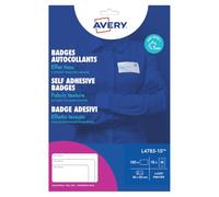 Avery - 150 White Laser Acetate Silk Adhesive Badges 80 x 50 mm - Textile Sticker Badges for Easy customisation - Laser Compatible Printing - Code L4785-15