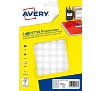 Avery 1536 - ø15 mm - Sheet A5 Adhesive - White (pet15 W)