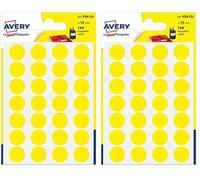 Avery 168 Circle Stickers, 15mm Diameter, Yellow Small Round Dot Adhesive Labels (Pack of 2)