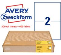 Avery 2 Labels per A4 Sheet 199.6 x 143.5mm 300 Sheets / 600 Labels Laser Inkjet