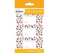 AVERY - 20 Satin Jam Labels with Red Fruit Motif - Solvent-Free Adhesive for Food Use - Format 95 x 40 mm