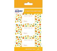 AVERY - 20 Satin Jam Labels - Yellow Fruit Pattern - Solvent-Free Adhesive for Food Use - Format 95 x 40 mm
