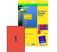 Avery 20x Labels Removable din A4 Red Hinweis-Schilder Warning Sticker