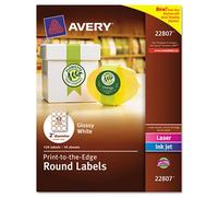 Avery 22807 Round Easy Peel Labels44; 2 in. Dia.44; Glossy44; White44; 120-Pack
