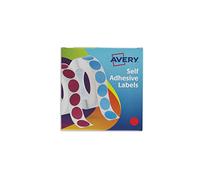Avery Labels in Dispenser Round 19mm Diameter Red (Pack 1120 Labels) 24-506