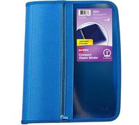 Avery 3 Ring Binder with Zipper Closure, 1" Round Rings, 175 Sheet Capacity, Blue, Durable Binder Organizer with Pocket for Extra Storage, Ideal for