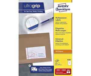 Avery 3478-100 White Multi-Use Labels for Laser Inkjet Printer and Photocopier 210x297 mm Box of 100 Labels
