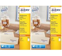 Avery 3478 (105 x 148mm) Printable, Customisable Multipurpose/Copier Labels, 1 Labels per A4 Sheet, White (Pack of 2)