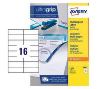 Avery UK Multipurpose Labels Ultragrip 105 x 37 mm White (Pack 100 Labels) - 3484