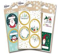Avery 36 PCS Festive Label Bundle Pack Mix3, Gift Label Stickers,Christmas Name Gift Labels, Gift Wrap, Bag Decoration,Gold,A6