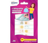 Avery 36 Pieces Sky Stickers - Customisable with Permanent Marker - Durable Washable up to 40C and Tumble Dry - 1.2 x 4.5 cm