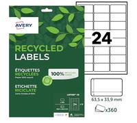 Avery - 360 White Customizable Self-Adhesive Labels - 100% Recycled - Size 63.5 x 33.9 mm - Laser and Inkjet Printing