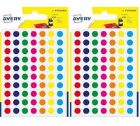 Avery 420 Circle Stickers, 8mm Diameter, Assorted Small Round Dot Adhesive Labels (Pack of 2)