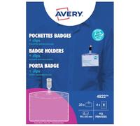 Avery Badge Holders with Clip 60X90MM 32 Inserts 25 Holders