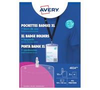 Avery 4834 A6 Name Badge Pockets with Lanyards and Inserts,Black