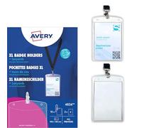 Avery 4834 A6 Name Badge Pockets with Lanyards and Inserts,Black