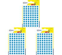 Avery 490 Circle Stickers, 8mm Diameter, Blue Small Round Dot Adhesive Labels (Pack of 3)