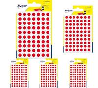 Avery 490 Circle Stickers, 8mm Diameter, red Small Round Dot Adhesive Labels (Pack of 5)