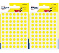 Avery 490 Circle Stickers, 8mm Diameter, Yellow Small Round Dot Adhesive Labels (Pack of 2)