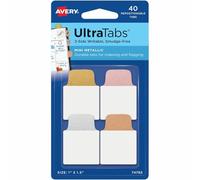 Avery 74785 Ultra Tabs Repositionable Tabs, 1 x 1.5, Assorted Metallic, 40/PK