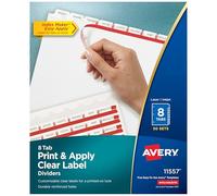 Avery 8-Tab Binder Dividers, Easy Print & Apply Clear Label Strip, Index Maker, White Tabs, 50 Sets (11557)