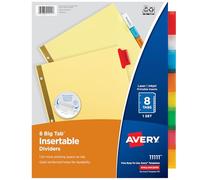 Avery 8-Tab Binder Dividers, Insertable Multicolor Big Tabs, 1 Set (11111)