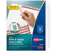 Avery 8-Tab Extra Wide Binder Dividers, Easy Print & Apply Clear Label Strip, Index Maker,White, 5 Sets (11441)