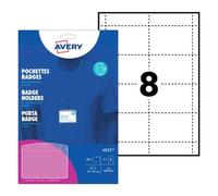 Avery 90 x 60 mm Badge Pockets with Printable Inserts - 20 Pack (4823)