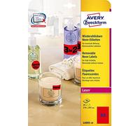 Avery 944657 - Fluorescent Labels 20 Pages 210 x 297 mm, Rojo
