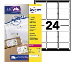 Avery 960 Pieces White Self-Adhesive Labels L7159-40 63.5 x 33.9 mm A4 Paper A4 Sheet for Laser Printers Anti-Jam FSC Certified Addressing Shipping