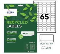 AVERY - 975 White Customizable Self-Adhesive Labels - 100% Recycled - Size 38.1 x 21.2 mm - Laser and Inkjet Printing