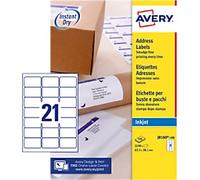 Avery Address Labels J8160-100 Adhesive A4 White 63.5 x 38.1 mm 100 Sheets of 21 Labels